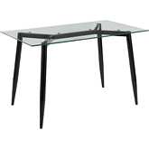 Clara 47" Dining Table in Black Metal & Tempered Glass